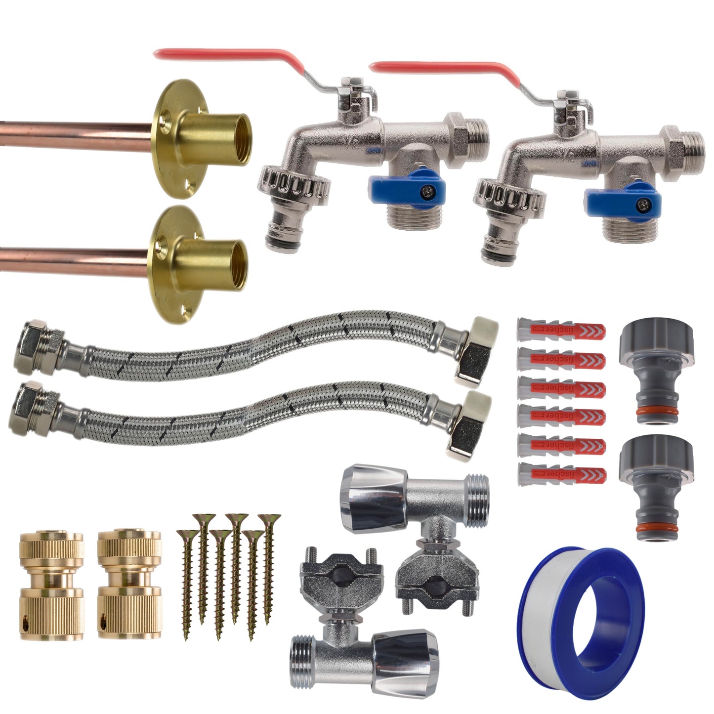 AP Supplies Double Lever Tap FULL Connection Kit x2