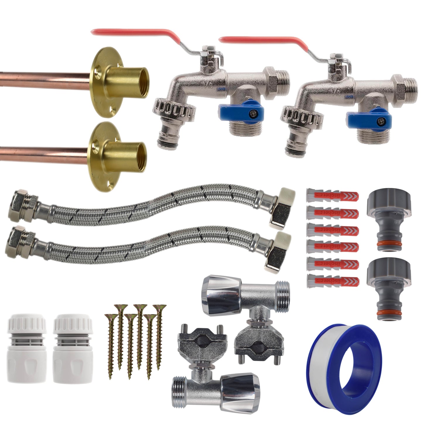 AP Supplies Double Lever Tap FULL Connection Kit x2
