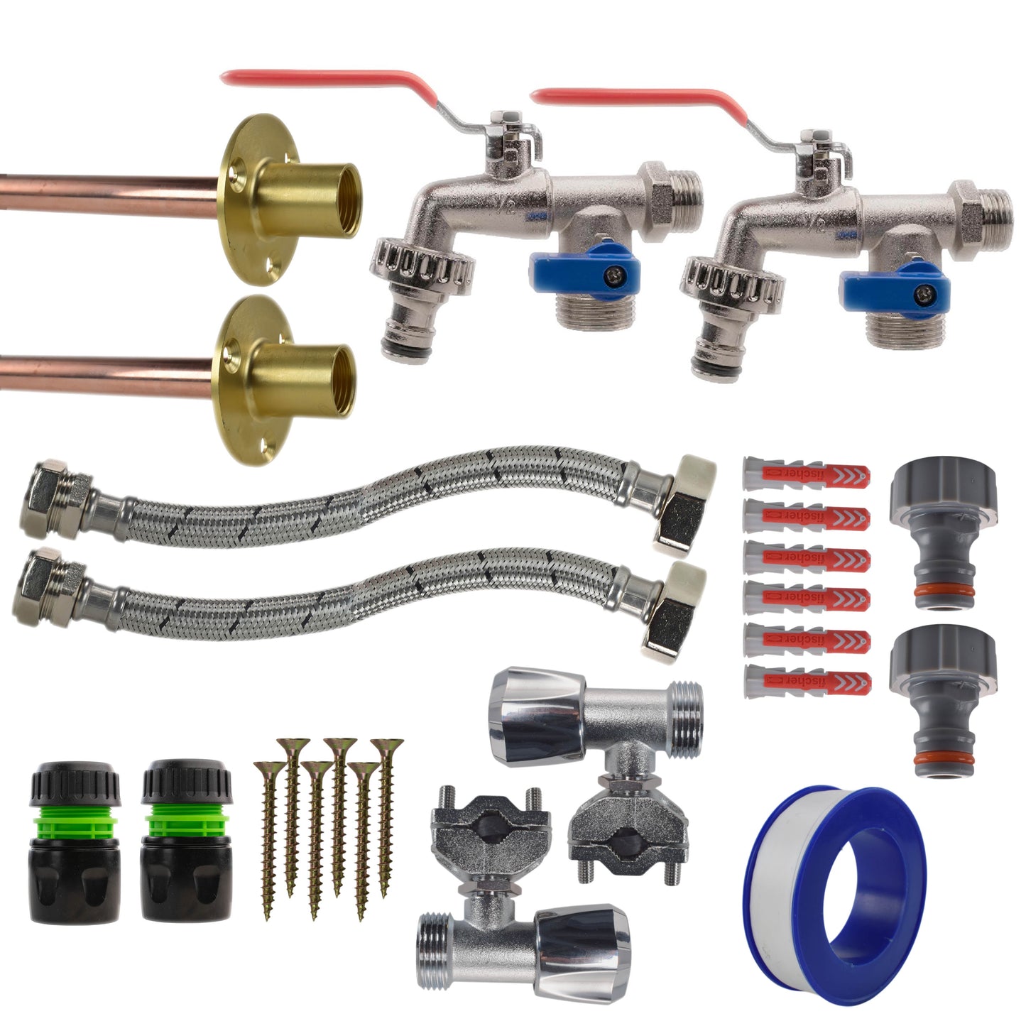 AP Supplies Double Lever Tap FULL Connection Kit x2