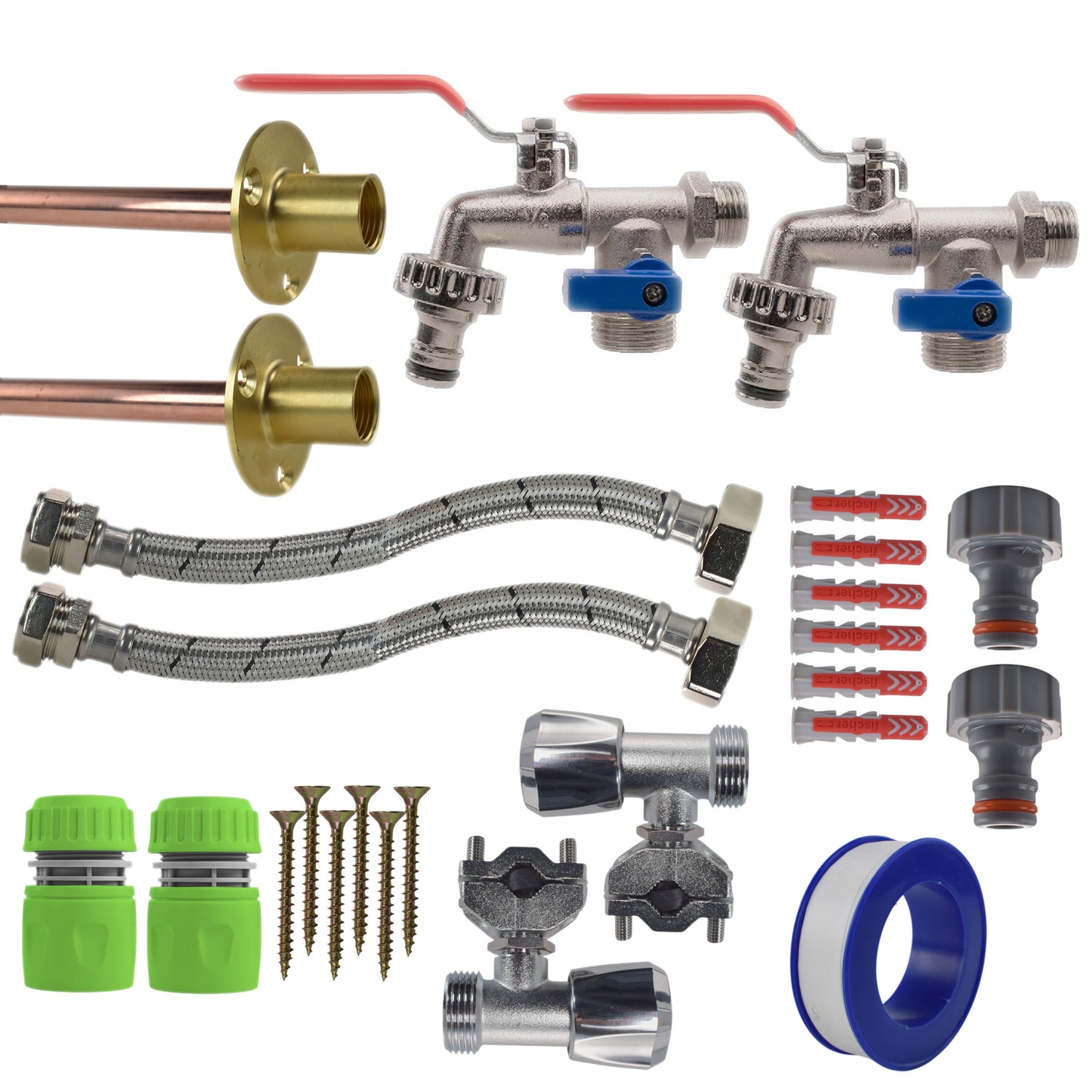 AP Supplies Double Lever Tap FULL Connection Kit x2
