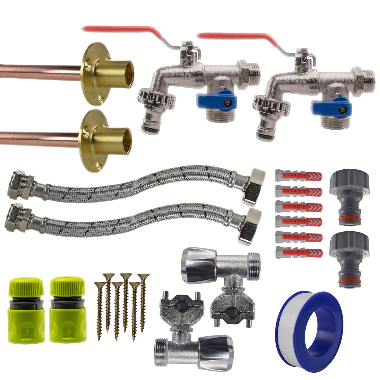 AP Supplies Double Lever Tap FULL Connection Kit x2