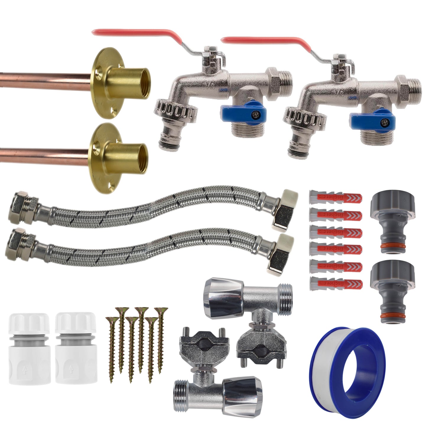 AP Supplies Double Lever Tap FULL Connection Kit x2