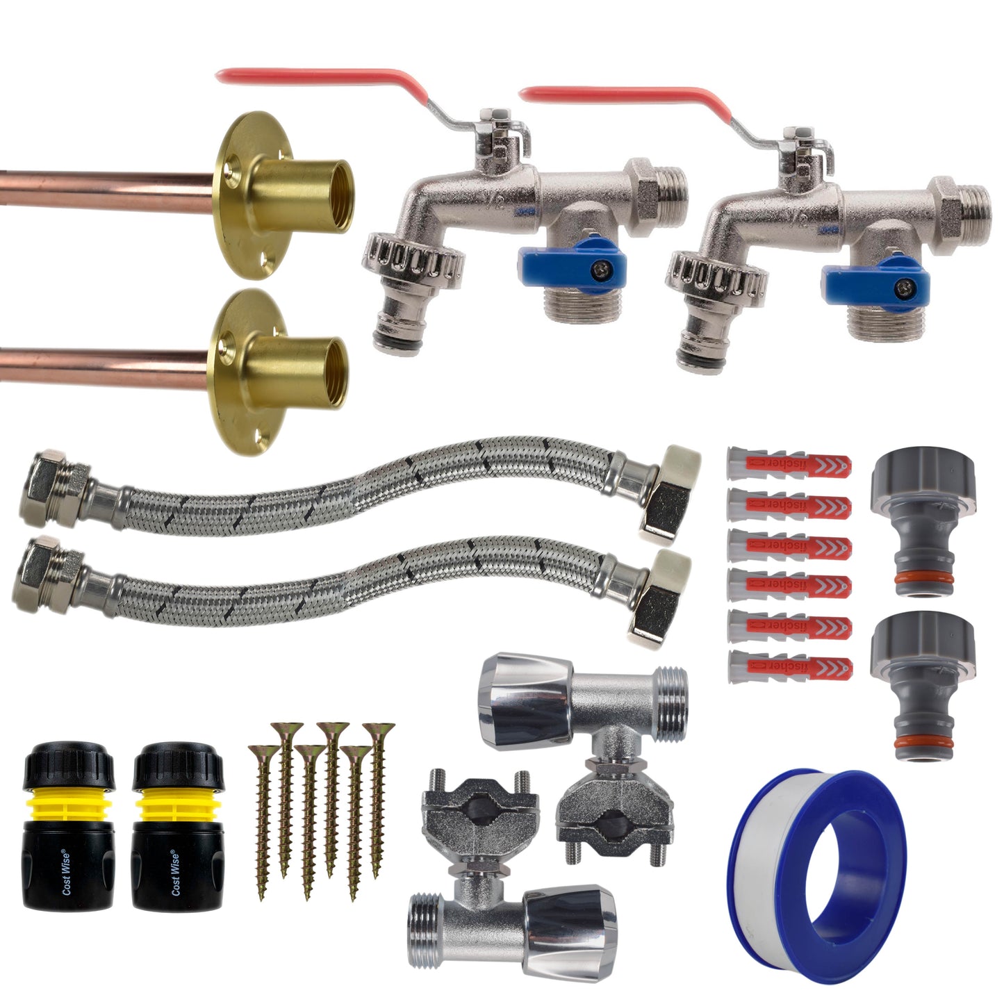 AP Supplies Double Lever Tap FULL Connection Kit x2