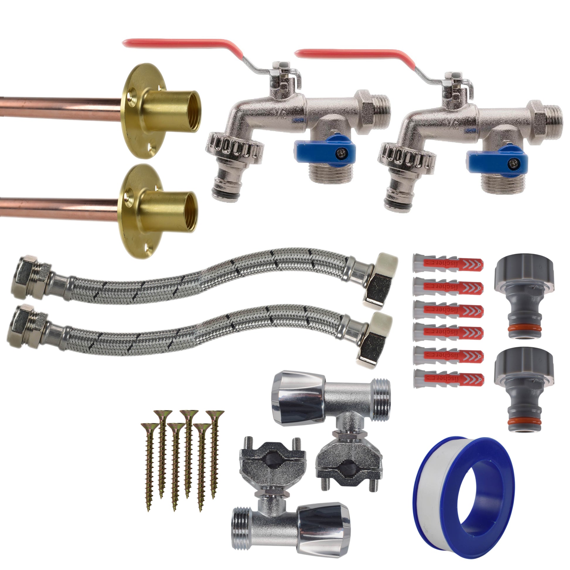AP Supplies Double Lever Tap FULL Connection Kit x2 - Double Lever Full Tap Kit x2