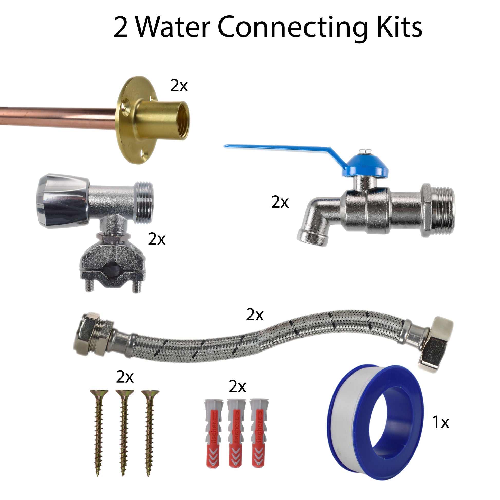 AP Supplies Simple Lever Tap FULL Connection Kit x2