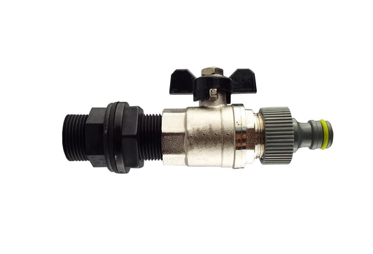 AP Supplies Water Butt Kit 1” BSP with Metal Bib Valve and Quick Connect Outlet