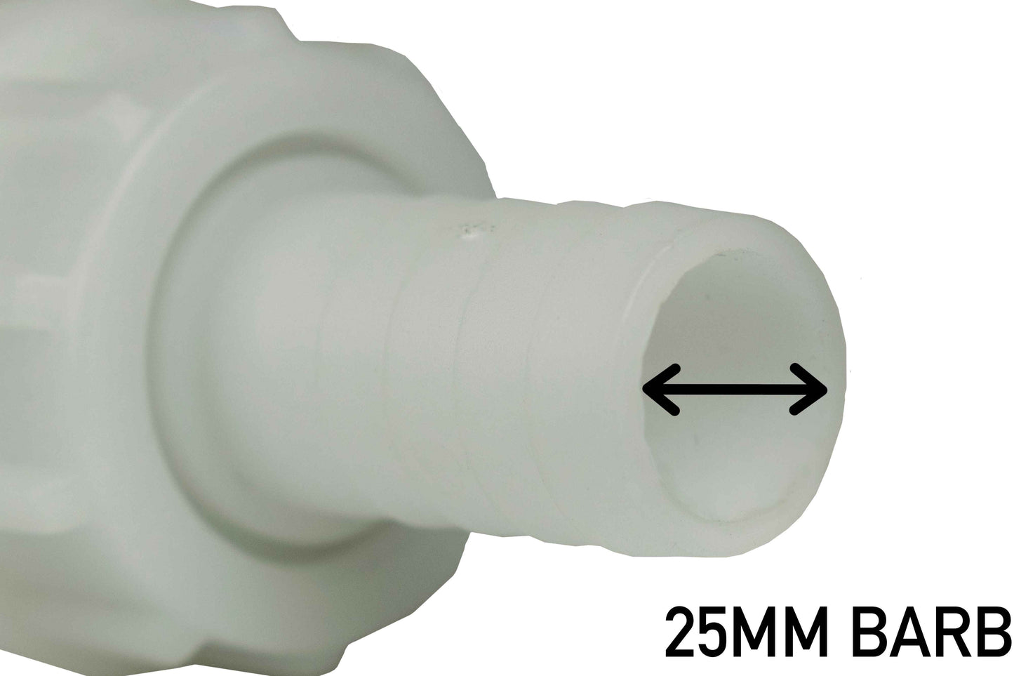 Fuel Gun White 1in Barb Inlet - 25mm Outlet Hose Pipe Fitting Water Flow Control