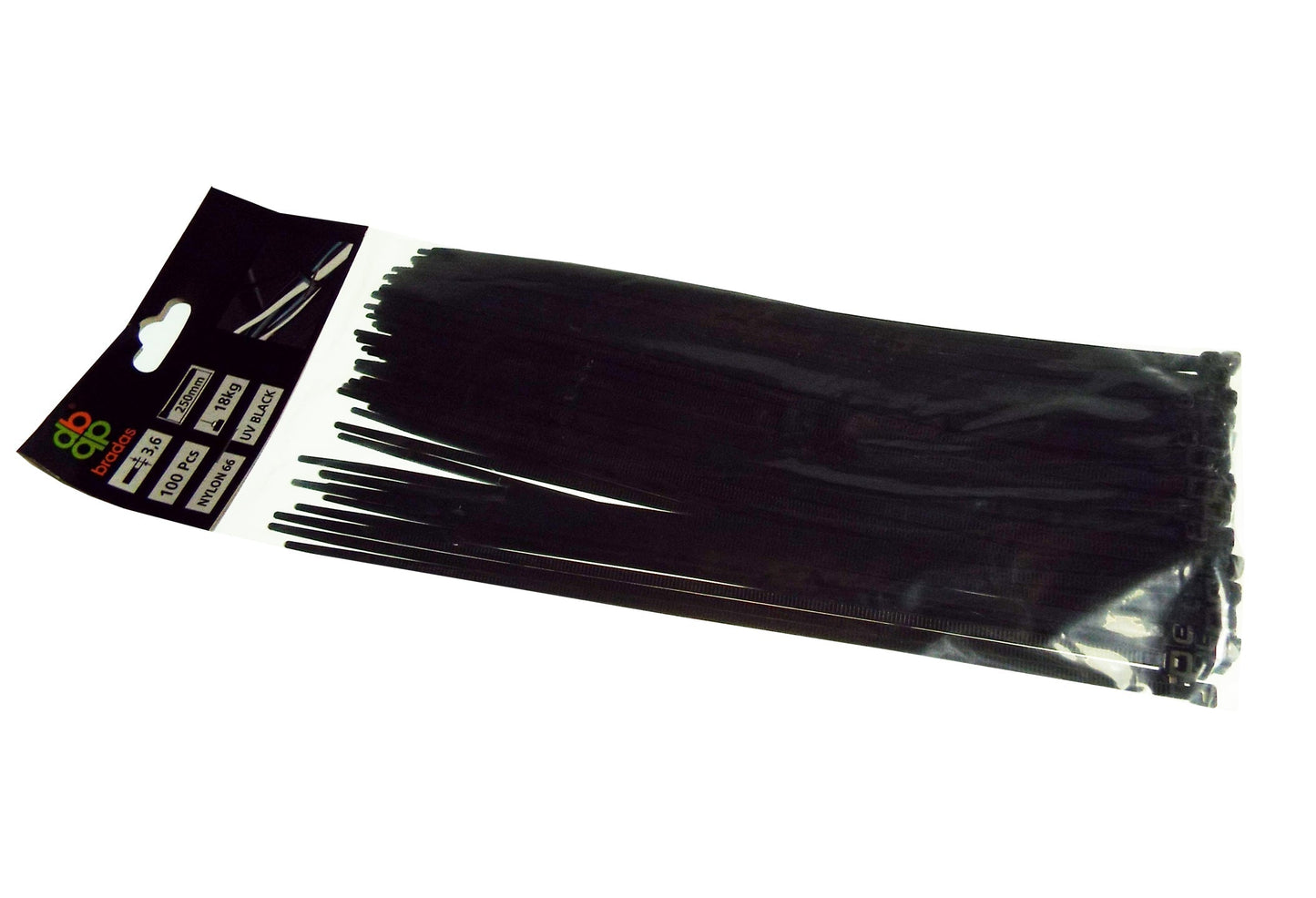 100 Cable Ties (2.5mm x 200mm) Black DIY Workshop Accessory Home and Garden Use