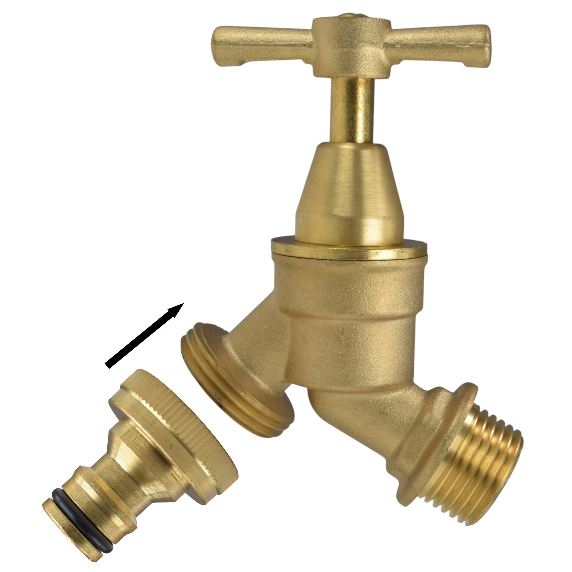 AP Supplies Brass Bib Tap Kit with Barb/Quick Connect Outlet, 1/2" and 3/4" BSP Thread Inlet