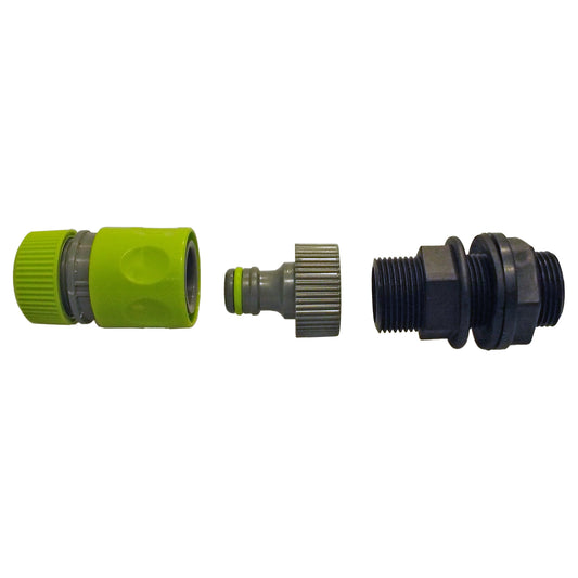 AP Supplies Water Butt Kit 1” BSPM with Quick Adaptor and Hose Connector (Lime)
