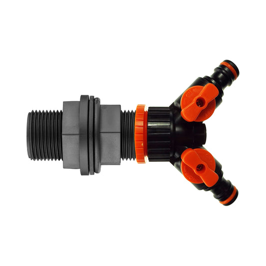AP Supplies Water Butt Kit ¾” with Two Way Valved Splitter