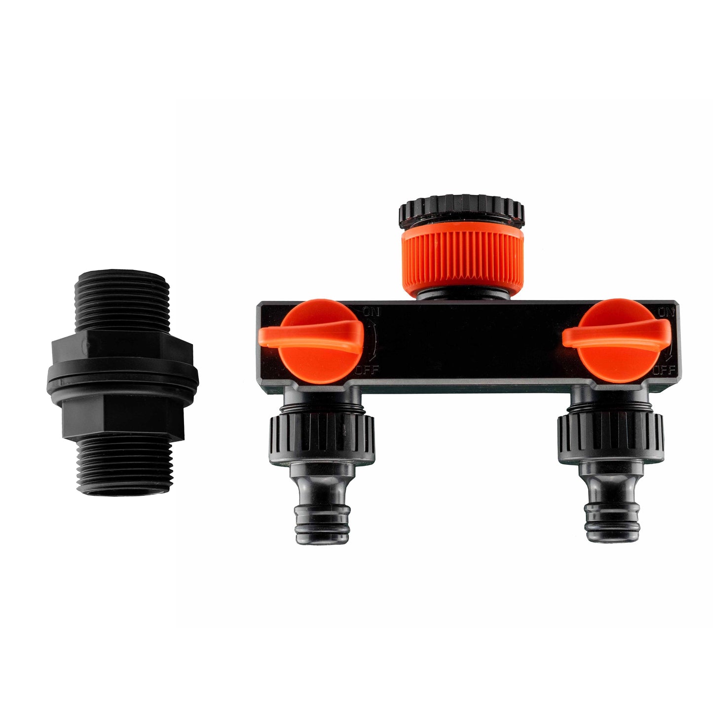 AP Supplies ¾” BSP Water Butt Fitting with 2-Way Quick Connect Valved Splitter