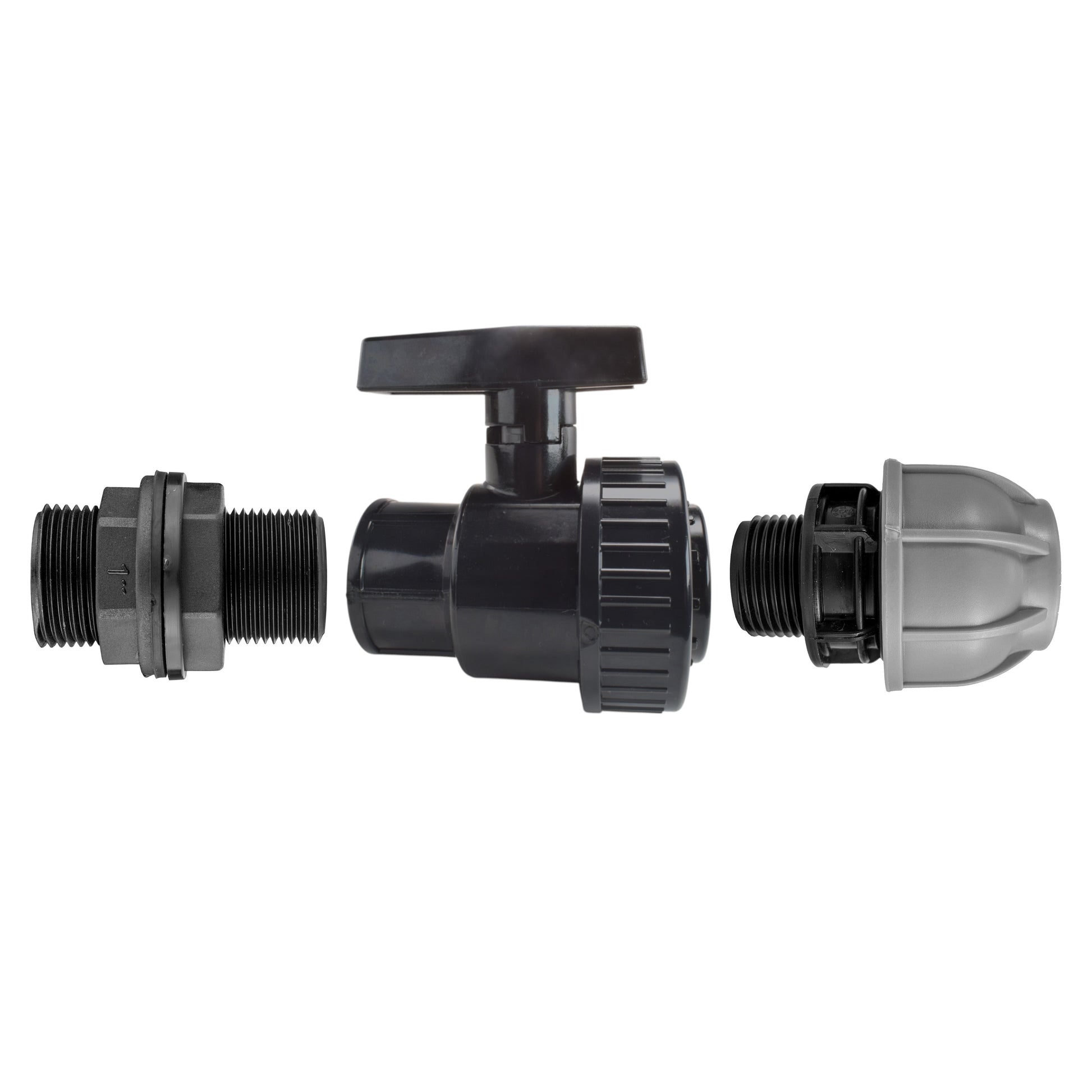 AP Supplies 1” BSP Water Butt Fitting with Full Flow PP Valve and 32mm MDPE Fitting