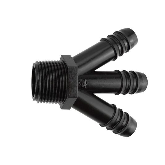 AP Supplies Three Way Y Irrigation 16mm Barbed - ¾” BSPM Connector
