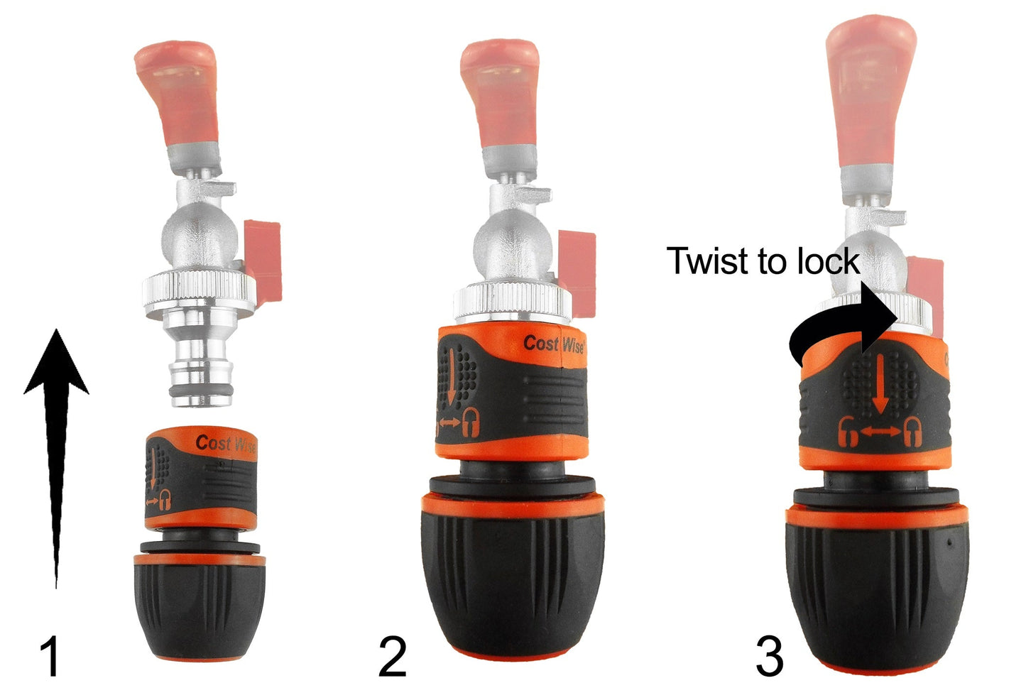 Cost Wise Click and Lock Hose Connector 1/2in-3/4in Hose for Hose Connector Set