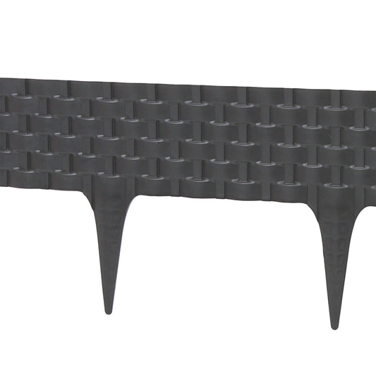 AP Supplies Lawn Edging, Plastic Palisade Rattan Effect, 2.4m, Deep Grey
