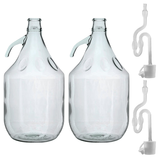 Glass Demijohn 5L 2 Pack Plain With Airlock and Bung for DIY Workshop Accessory