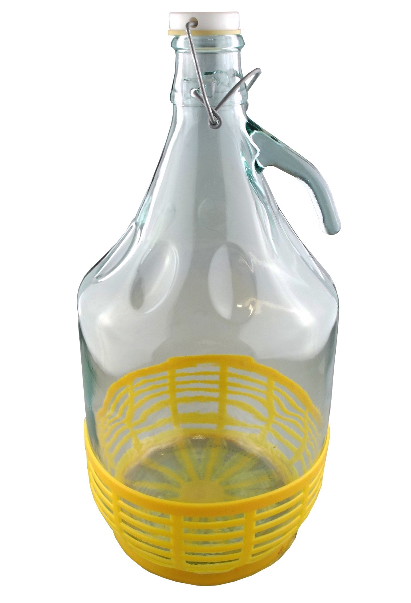 Glass Demijohn 5L With Swing Top Cap and Yellow Protective Basket
