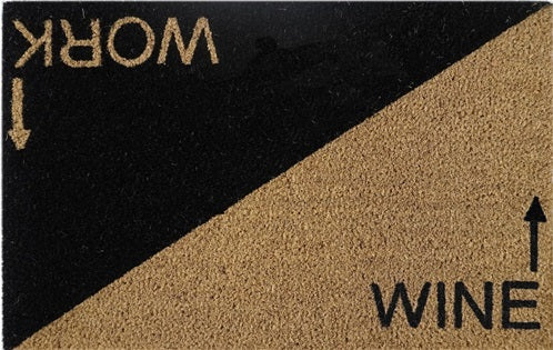 Doormat 60cm x 40cm - 'Wine Work' - Absorbent Coir Mat for Indoor Outdoor