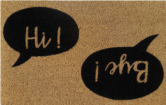 Doormat 60cm x 40cm - 'Hi! Bye!' - Absorbent Coir Mat for Indoor Outdoor