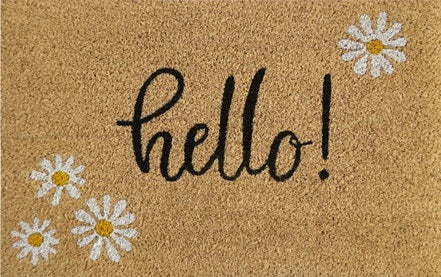 Doormat 60cm x 40cm - 'Hello!' - Absorbent Coir Mat for Indoor Outdoor