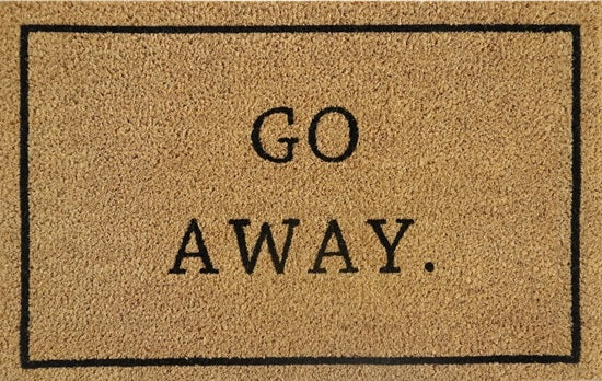 Doormat 60cm x 40cm - 'Go Away.' - Absorbent Coir Mat for Indoor Outdoor