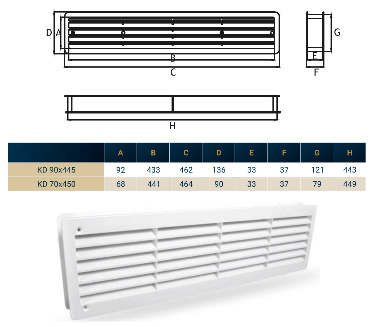 Door Louvre Vent KD 70mm-450mm DIY Tool Accessory Home and Garden Use