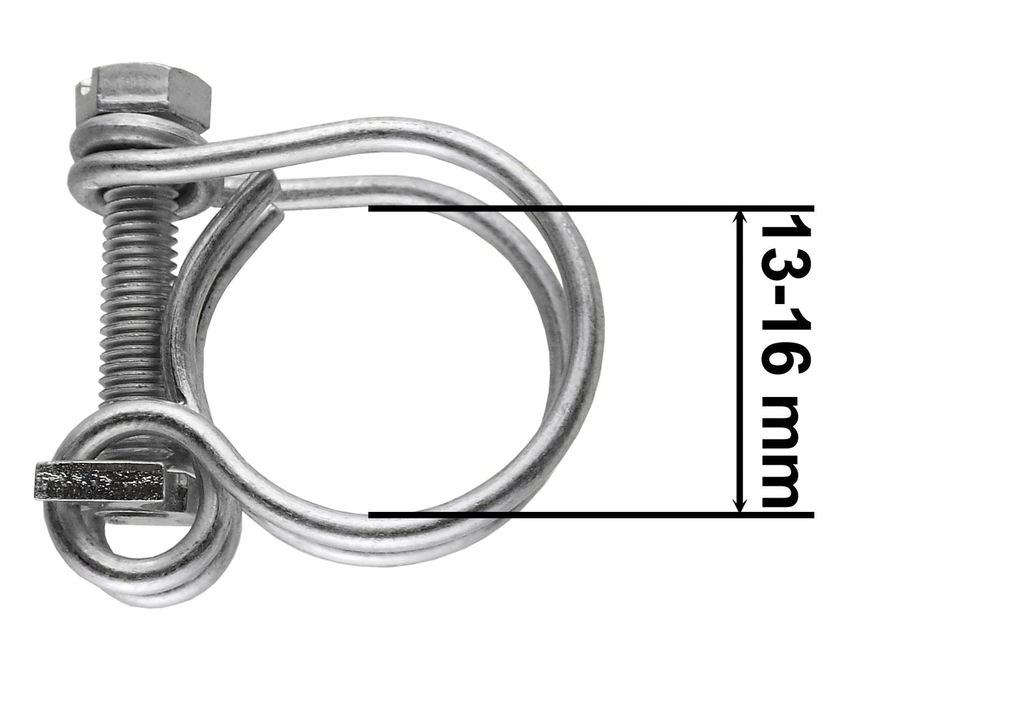 Double Wire Hose Clamp Galvanised 13mm-16mm for DIY Workshop Accessory