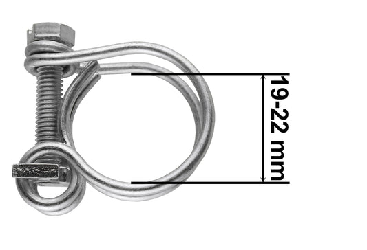 Double Wire Hose Clamp Galvanised 19mm-22mm for DIY Workshop Accessory