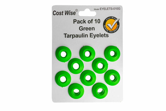 Tarp Eyelets Pack of 10 Green Waterproof Tarpaulin Cover DIY Workshop Accessory