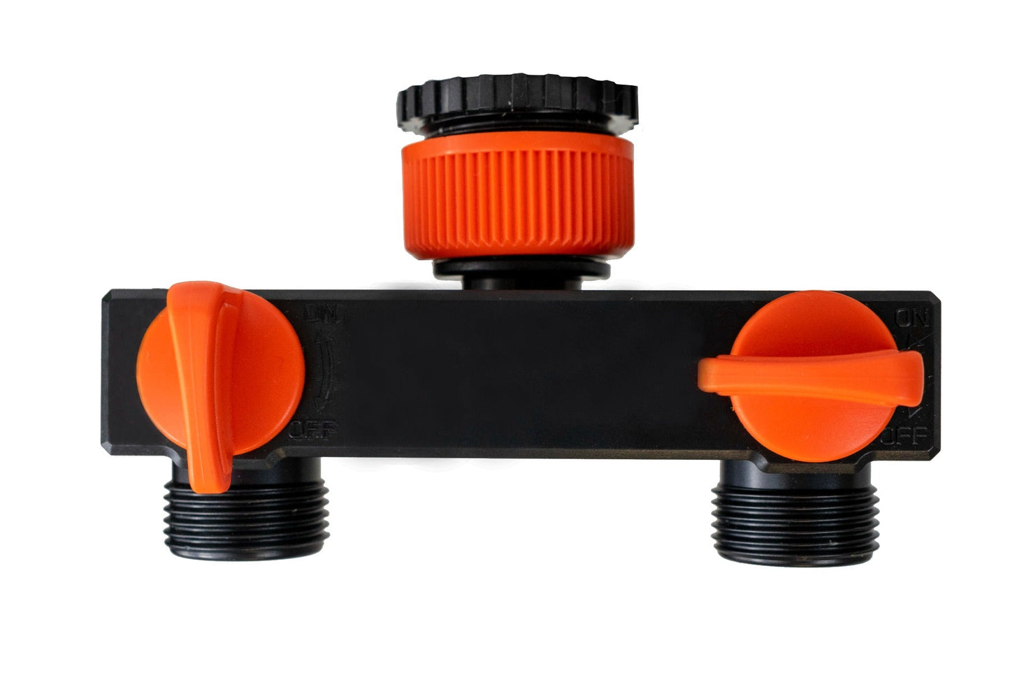 2 Way Tap Splitter PP with Valves and Snap-On Male Connectors BSP Thread Fitting