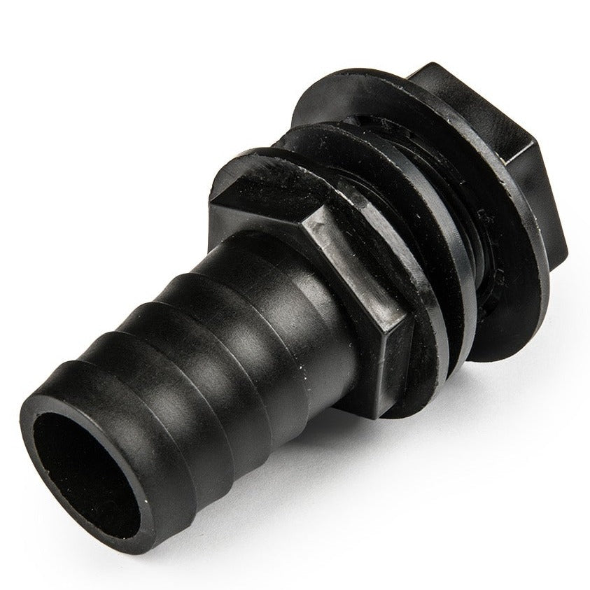 AP Supplies Tank Connector with Washer 3/4" BSPM & 1" Barb Outlet and Drill Bit