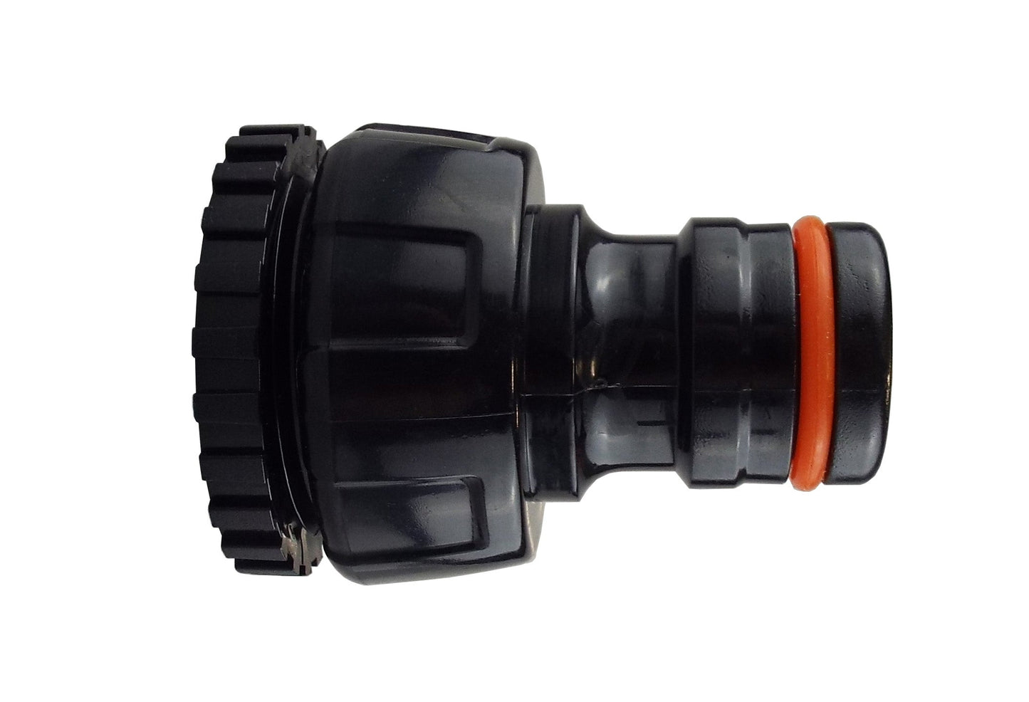 Female Tap Connector 1in-3/4in BSPF Max Flo Black Orange Drip Irrigation Fitting