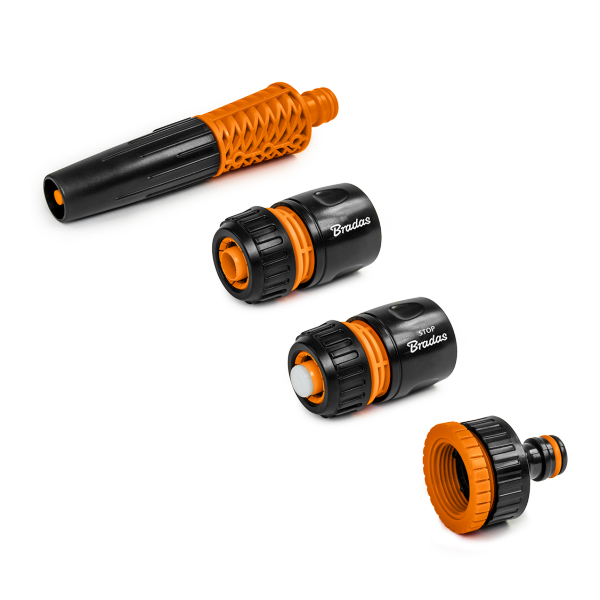 Hose Connectors Set With Nozzle Black Orange Garden Hose Pipe Hose Connector Set