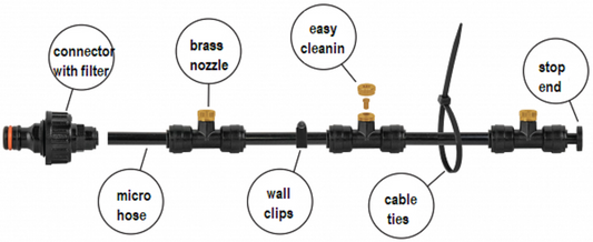 Garden Water Mist Kit, Black Orange, 7.5m Outdoor Watering Kit Hose Pipe Fitting