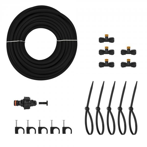 Garden Water Mist Kit, Black Orange, 7.5m Outdoor Watering Kit Hose Pipe Fitting