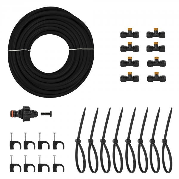 Garden Water Mist Kit, Black Orange, 15m Outdoor Watering Kit Hose Connector Set