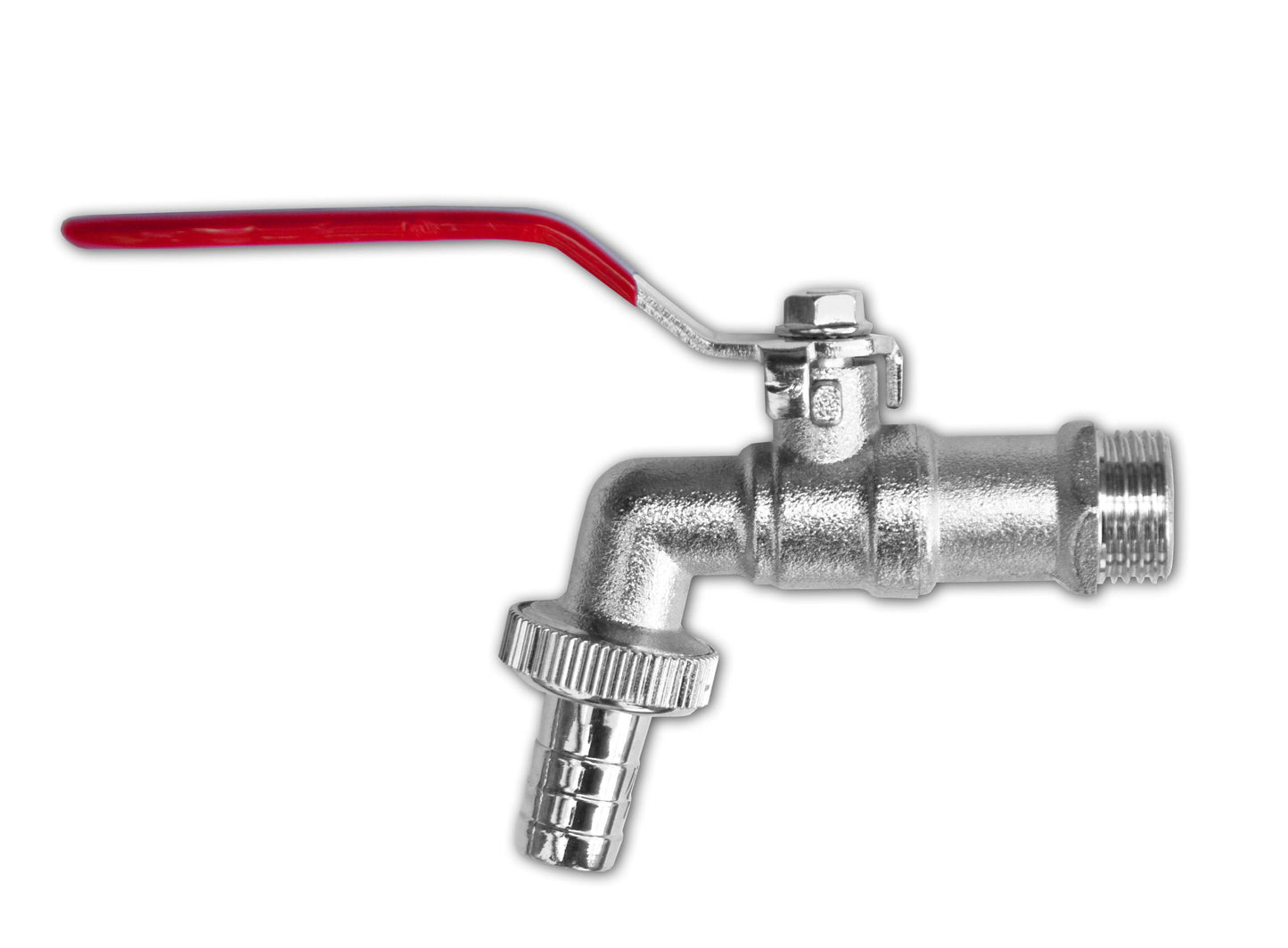 Garden Lever Tap Brass Nickle Plated 1/2in BSPM Inlet with Hose Barb Bradas
