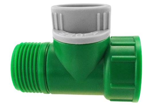 Tap Adapter with Valve 3/4in BSPM-F Green Grey Hose Pipe Fitting Water Connector