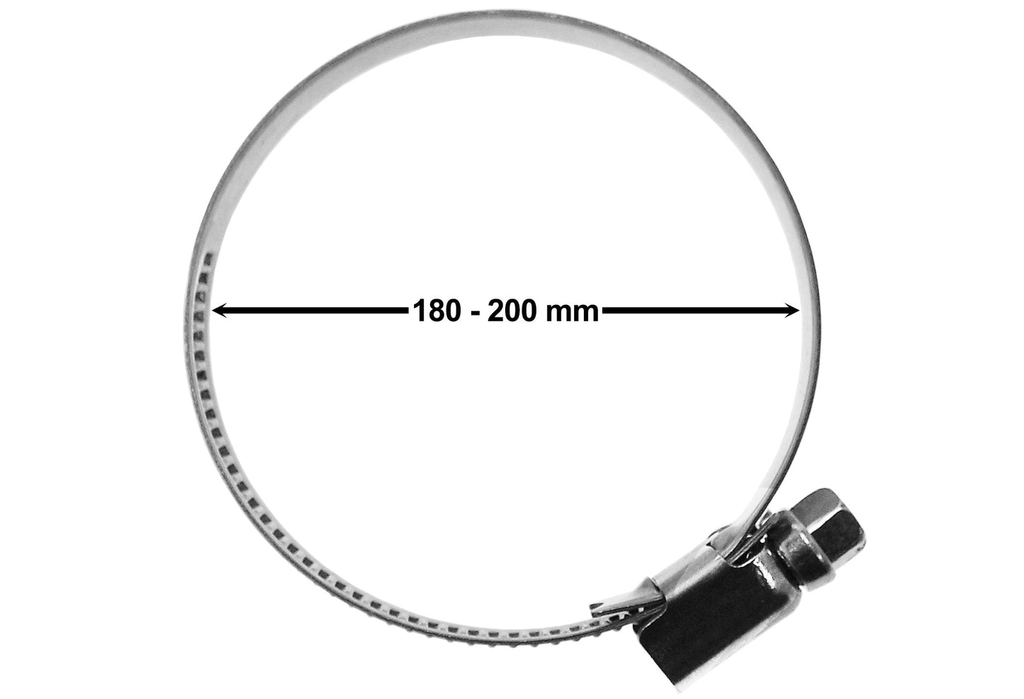 A2 Hose Clip 180mm-200mm - Adjustable 304 Stainless Steel Duct Clamps Hose Pipe Clamps Air Ducting Clamp Worm Drive Hose Clamps