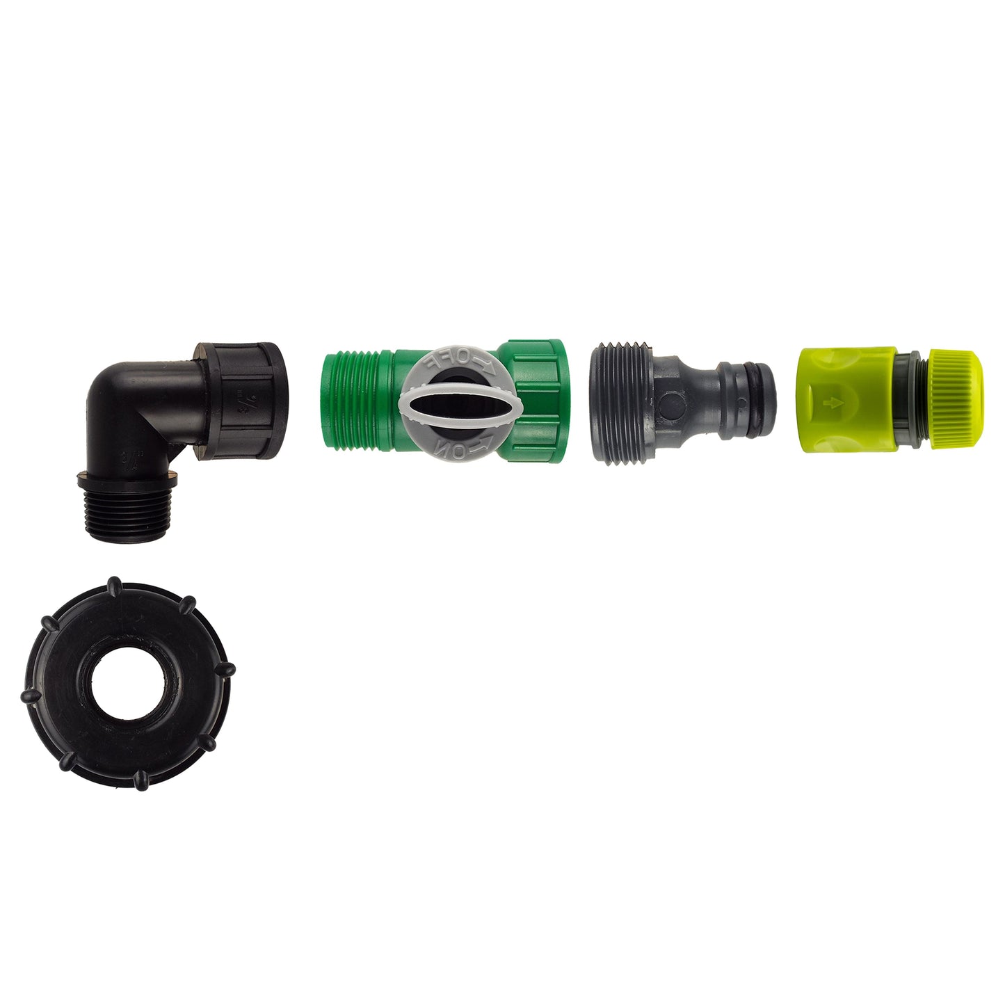 IBC 2 S60X6 Cap with Elbow Fitting, Quick Connector, Valve and Hose Connector
