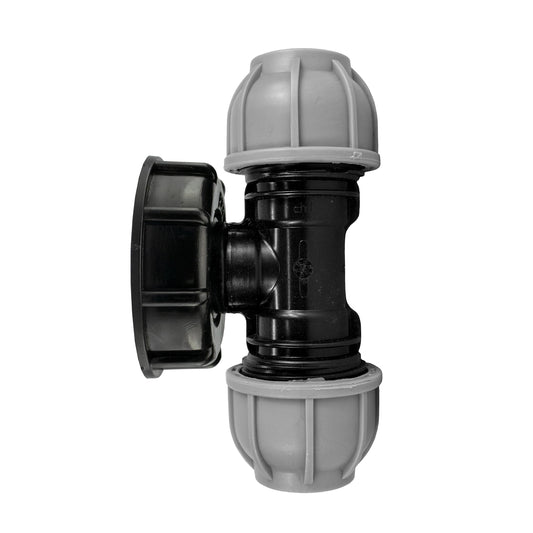 IBC 2 S60X6 Cap with 25mm MDPE Tee Drip Irrigation Fitting Garden Irrigation Kit