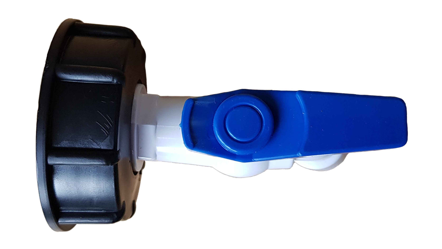 IBC 2 S60X6 Cap with White Blue Plastic Tap BSP Thread Fitting Hose Pipe Fitting