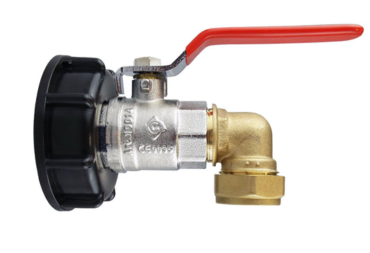 IBC 2 S60X6 Cap with Lever Valve and Brass Compression Elbow 3/4 BSP - 22mm