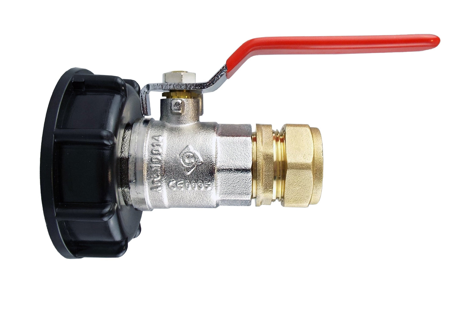 IBC 2 S60X6 Cap with Lever Valve and Brass Compression Straight 1/2 BSP - 15mm