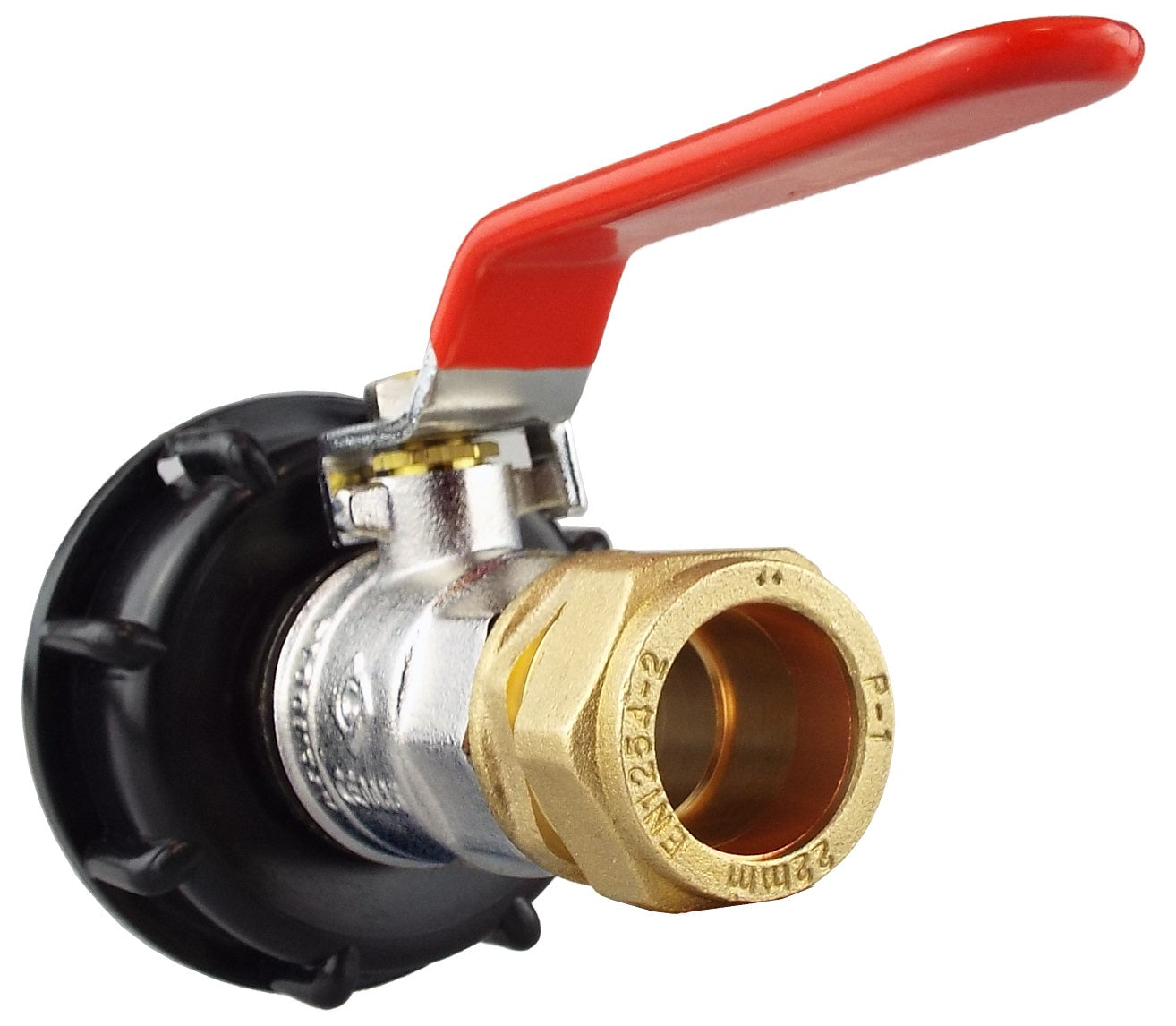 IBC 2 S60X6 Cap with Lever Valve and Brass Compression Straight 3/4 BSP - 22mm