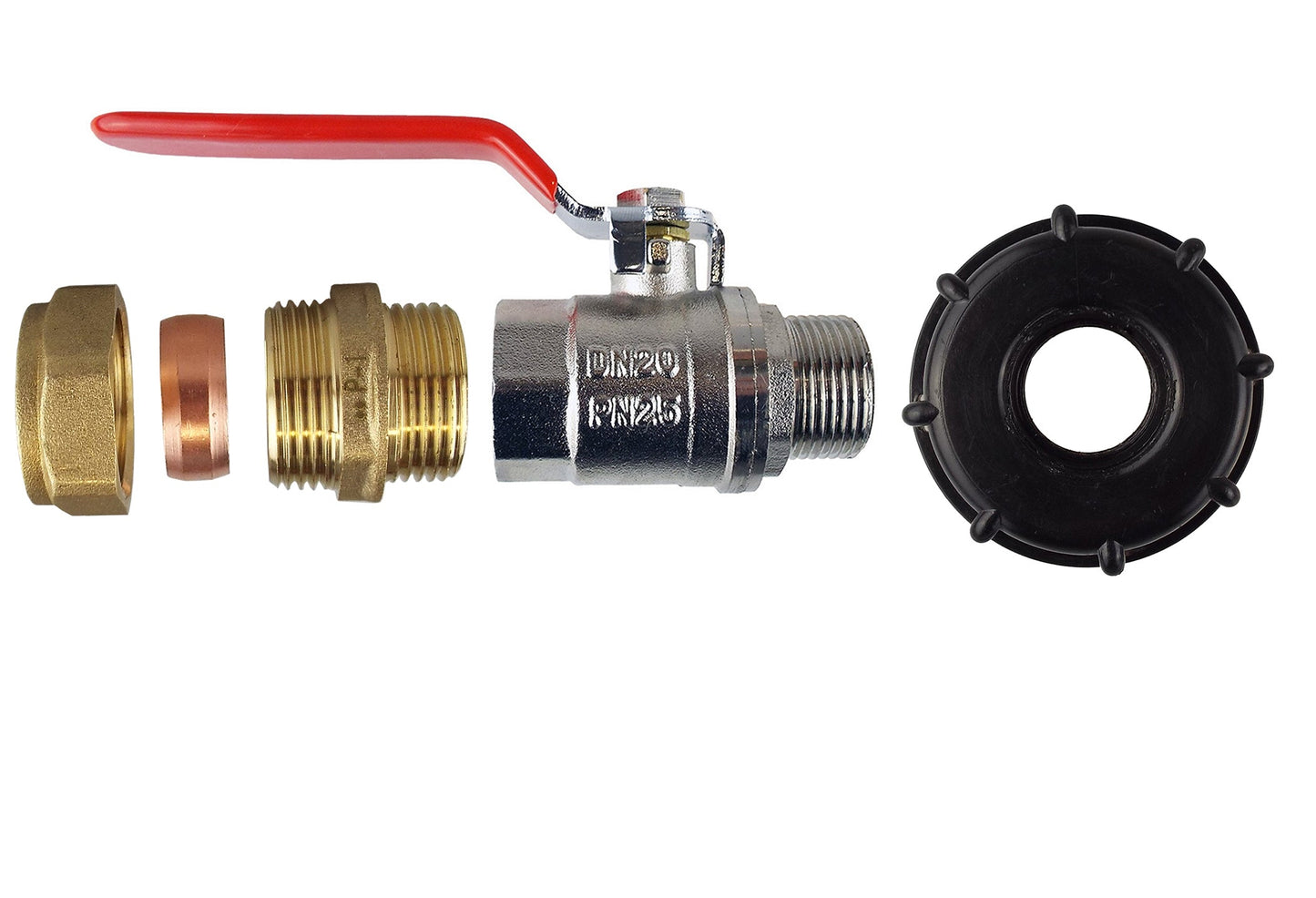 IBC 2 S60X6 Cap with Lever Valve and Brass Compression Straight 1/2 BSP - 15mm