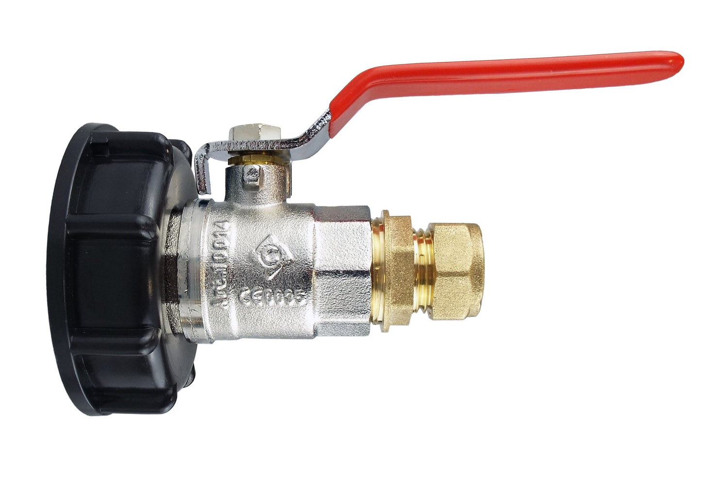 IBC 2 S60X6 Cap with Lever Valve and Brass Compression Straight 3/4 BSP - 22mm
