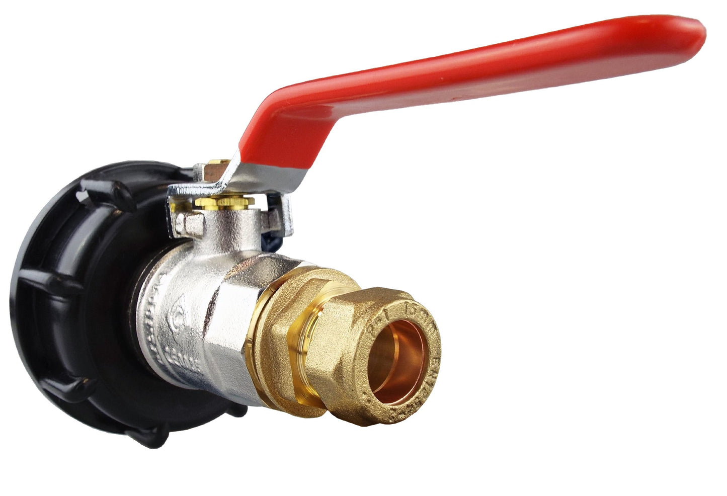 IBC 2 S60X6 Cap with Lever Valve and Brass Compression Straight 1/2 BSP - 15mm