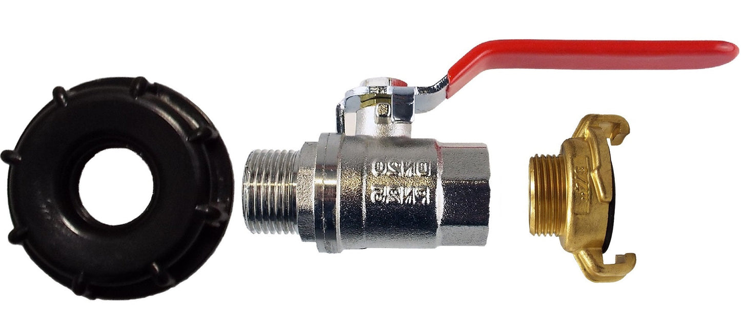 IBC 2 S60X6 Cap with BSPM-F Lever Valve and Geka Type Fitting BSP Thread Fitting